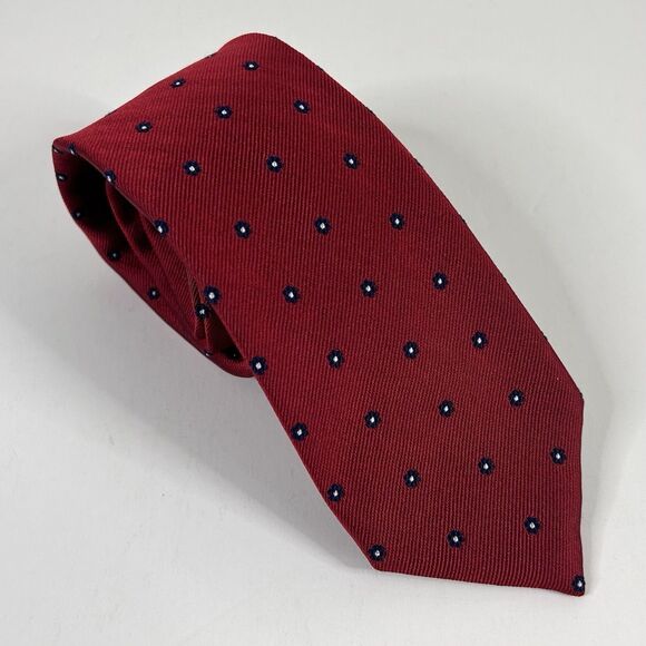 J Crew 100% English Silk Necktie Tie Floral Red Blue 3 x 58 Skinny Preppy - Picture 1 of 3